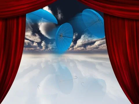 Umbrellas and curtains Stock Illustration