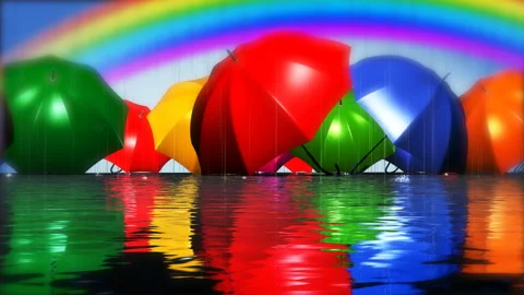 Umbrellas and rain Stock Footage 123999782