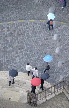 Umbrellas, Basilique du Sacr-Cur, Paris, le-de-France, France Stock Photos