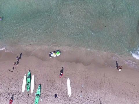 Umbrellas on the beach aerial Stock Footage 78543708
