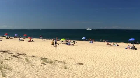 Umbrellas on the beach Stock Footage 12372630