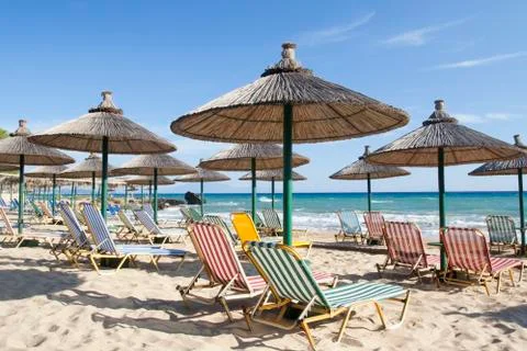 Umbrellas at beach Stock Photos