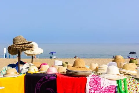 Umbrellas on the beach Stock Photos