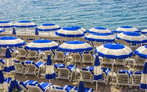 Umbrellas on the beach. Stock Photos