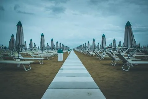 Umbrellas on the beach Stock Photos