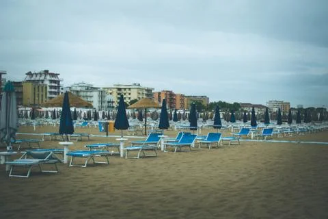 Umbrellas on the beach Stock Photos