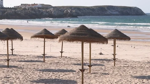 Umbrellas on beautiful summer beach Video stock 116725871