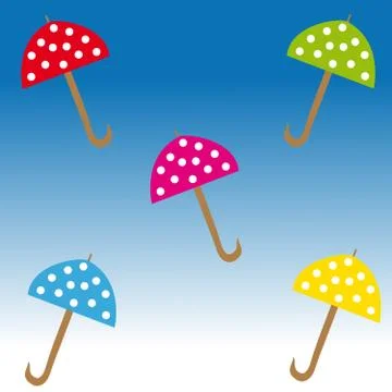 Umbrellas on blue background Stock Illustration