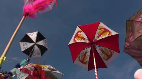 Umbrellas for the Carnival of Dunkerque Stock Footage 52774876