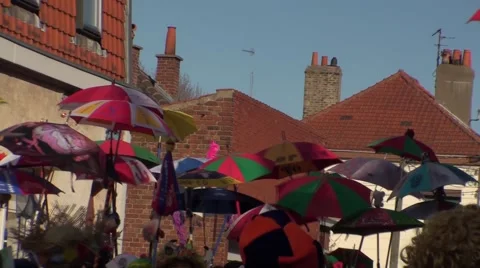 Umbrellas for the Carnival of Dunkerque Stock Footage 52775379