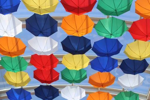 Umbrellas ceiling decoration Stock Photos