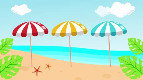 UMBRELLAS DANCING BEACH Stock Footage 262634118