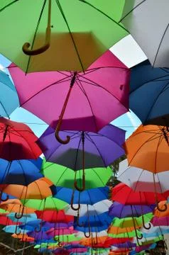 Umbrellas of Different Colors Stock Photos