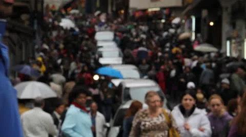 Umbrellas in downtown IV Stock Footage 27145814
