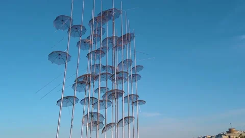 Umbrellas Downwards Stock Footage 132702864