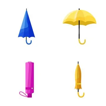 Umbrellas icon set protecting from rain and sun Stock Illustration