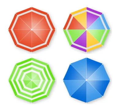 Umbrellas isolated Vector top view. colorful flat style umbrellas decors Stock Illustration