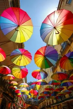 Umbrellas in Lisbon Foto stock
