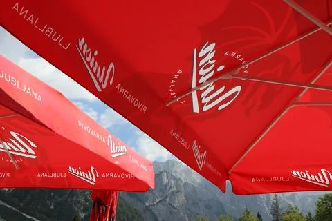 Umbrellas in mountains Stock Photos