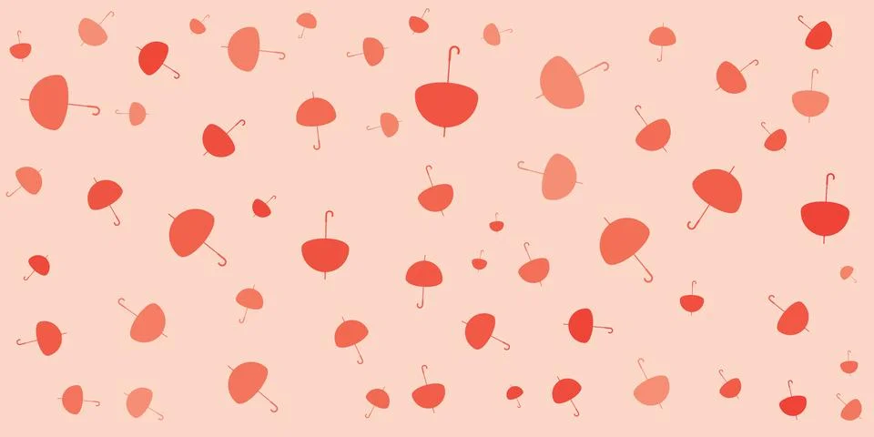 Umbrellas Pattern Colored in Various Shades of Red - Vector Background Desi.. Stock Illustration