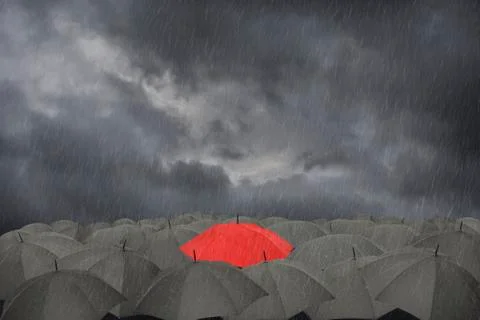 Umbrellas in the rain Stock Photos