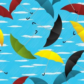 Umbrellas repeating pattern Illustrazione stock