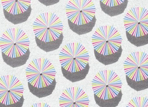 Umbrellas on sand Stock Photos