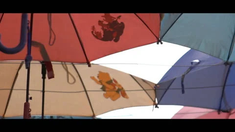 Umbrellas save from the sun Stock Footage 86476936