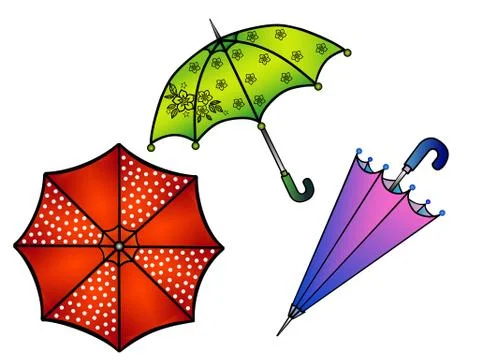 Umbrellas. Set of multi-colored umbrellas. Stock Illustration