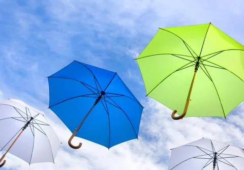 Umbrellas in the sky Foto stock