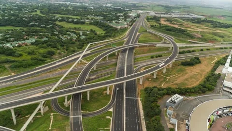 Umhlanga overpass pullback with drone Stock Footage 140839225