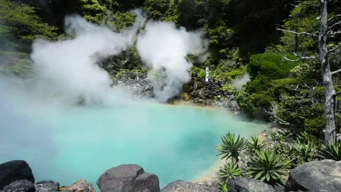 Umi-Jigoku (Sea Hell) in Beppu Kannawa Onsen Stock Footage 332818853