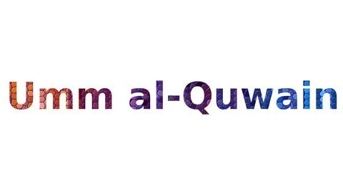 Umm al-Quwain text image stock design in colorful style letters Stock Illustration