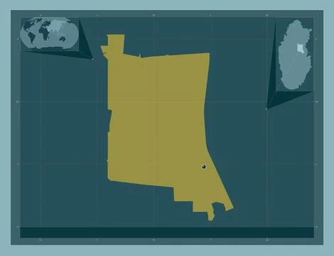 Umm Salal, Qatar. Solid color shape. Locations of major cities of the region Stock Illustration