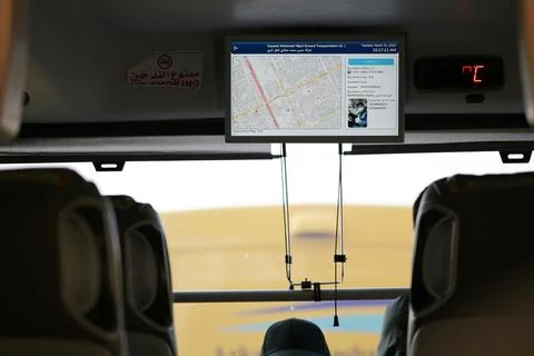 Umrah pilgrim bus Stock Photos