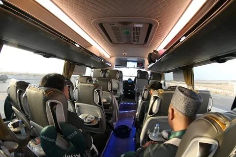 Umrah pilgrim bus Stock Photos