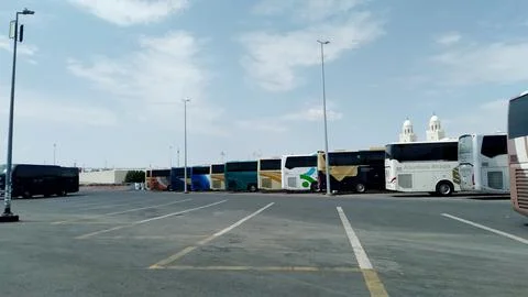 Umrah pilgrim bus Stock Photos