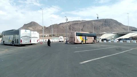 Umrah pilgrim bus 库存照片