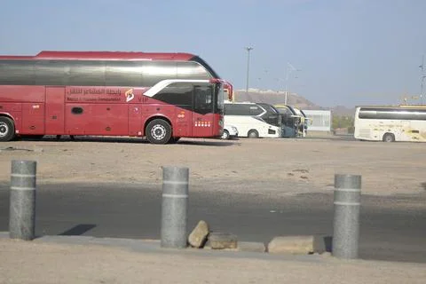 Umrah pilgrim bus Stock Photos