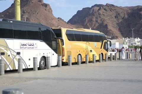 Umrah pilgrim bus Stock Photos
