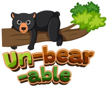 Un-Bear-Able: A Funny Cartoon Pun Picture Stock Illustration