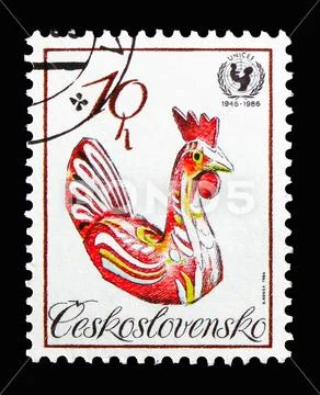 UN Child Survival Campaign TOYS - Rooster, UNICEF, 40th Anniversary serie, ci Stock Photos
