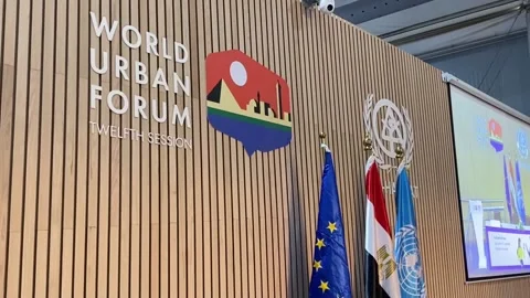 UN: cities face climate change without funding to adapt to its risks, Cairo, EG  Video stock 290510445