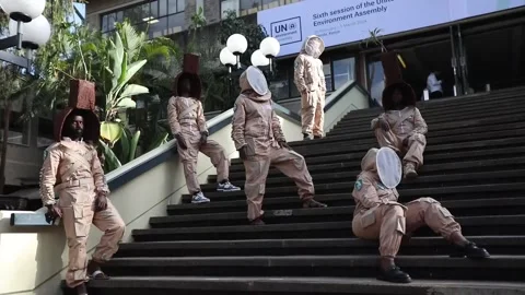 UN countries commit to combat plastic pollution, Nairobi (es-ES), KE - 01 Mar 20 Stock Footage 266463547