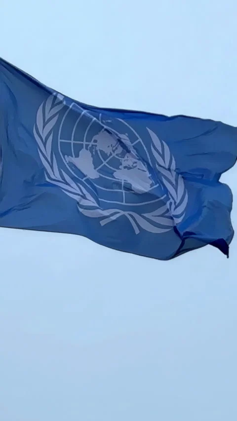 Un flag in motion in wind Stock Footage 252333766