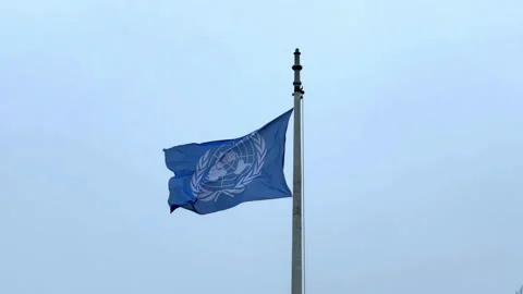 Un flag in motion in wind 스톡 동영상 255233860