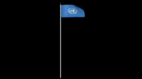 UN Flag on Pole with Alpha Channel Video stock 87267765