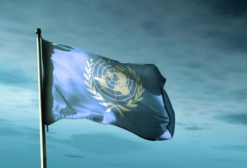 Un flag waving in the evening Illustrazione stock