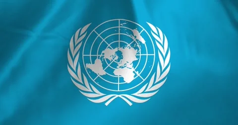 UN global intergovernmental organization flag waving with the wind Video stock 327173757