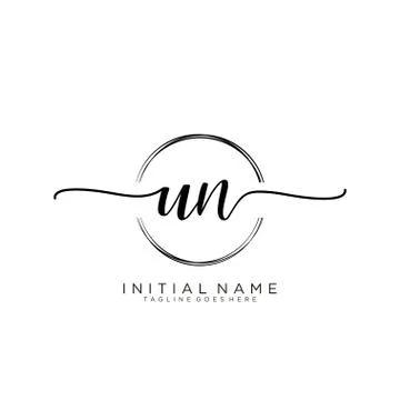 UN Initial handwriting logo with circle template vector Stock Illustration